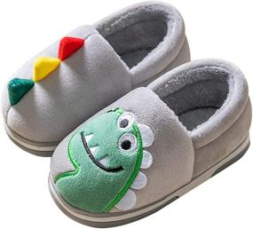 img 4 attached to 🦖 YUKTOPA Dinosaur Slippers - Non Slip Boys' Bedroom Shoes