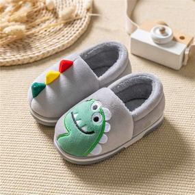 img 3 attached to 🦖 YUKTOPA Dinosaur Slippers - Non Slip Boys' Bedroom Shoes