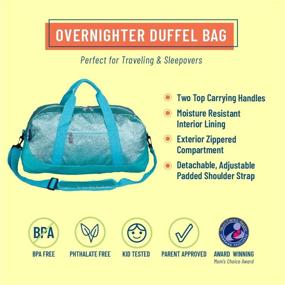 img 3 attached to Wildkin Kids Overnighter Duffel Bag: Perfect For Sleepovers & Travel, Carry-On Size & Ideal For School Practice Or Overnight (Blue Glitter)