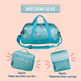 img 2 attached to Wildkin Kids Overnighter Duffel Bag: Perfect For Sleepovers & Travel, Carry-On Size & Ideal For School Practice Or Overnight (Blue Glitter)