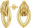 ef enfashion 14k gold plated geometric stud earrings for women and girls - chic and stylish gift for any occasion logo