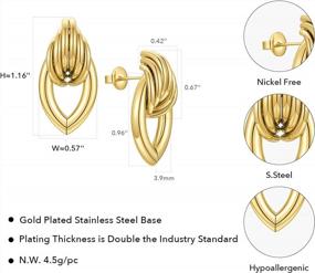 img 3 attached to EF ENFASHION 14K Gold Plated Geometric Stud Earrings For Women And Girls - Chic And Stylish Gift For Any Occasion