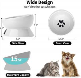 img 1 attached to Elevated Cat Water Bowl - Ceramic Raised Tilted Feeder Prevents Vomiting, Perfect For Small Dogs & Fat Faced Cats (White)
