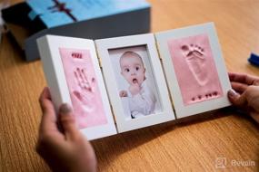 img 2 attached to Premium Baby Handprint & Footprint Photo Frame Kit: Personalized Newborn Keepsake with No Mold Clay Casting - Perfect Baby Shower Gift for Boys and Girls - Wall/Table Display - Includes Free Stamp Set - Pink