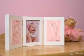 img 1 attached to Premium Baby Handprint & Footprint Photo Frame Kit: Personalized Newborn Keepsake with No Mold Clay Casting - Perfect Baby Shower Gift for Boys and Girls - Wall/Table Display - Includes Free Stamp Set - Pink