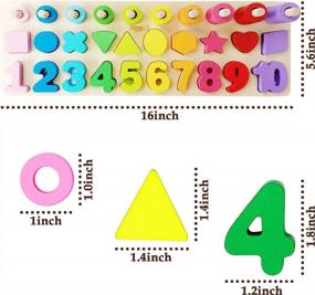 img 3 attached to 🎲 TOYLI Educational Math Learning Board and Puzzle - Wooden 4 in 1 Shapes and Numbers for Toddler Montessori - Count and Count and Sort - Stacking Shape Recognition for Boys Girls Gift - Kids Preschool Math Toy