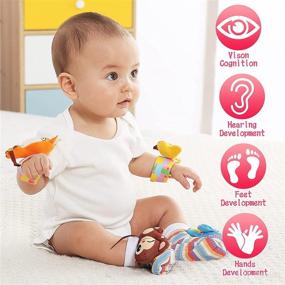 img 2 attached to 👶 Развивающие поисковые штаны для ножек и наручные погремушки: игрушки с текстурой для малышей и носки для грудничков - игрушки и подарки для мальчиков и девочек (от 0 до 6 месяцев)
