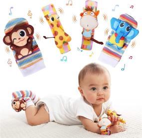 img 4 attached to 👶 Развивающие поисковые штаны для ножек и наручные погремушки: игрушки с текстурой для малышей и носки для грудничков - игрушки и подарки для мальчиков и девочек (от 0 до 6 месяцев)