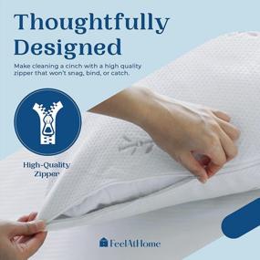 img 1 attached to Stay Cool And Comfortable With FeelAtHome'S Waterproof Bamboo Pillow Covers - King Size Pack Of 2 - Soft And Fibre Fabric Zippered Cases
