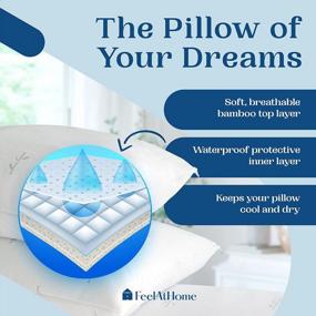 img 2 attached to Stay Cool And Comfortable With FeelAtHome'S Waterproof Bamboo Pillow Covers - King Size Pack Of 2 - Soft And Fibre Fabric Zippered Cases