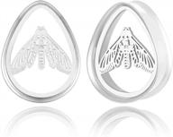 set of 2 teardrop double flared gauges for women | stainless steel ear hangers lightweight body piercing jewelry for stretched ears logo