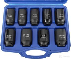 img 4 attached to 🔧 BTSHUB Spindle Axle Nut Impact Socket Set – 1/2" Drive, Deep, Cr-Mo Steel, 6-Point, Metric 29-38mm – 9PCS Set