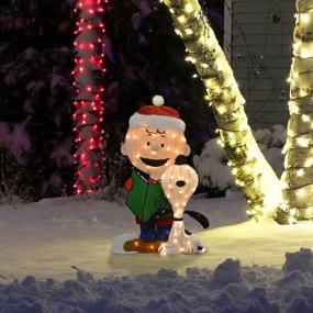 img 1 attached to Pre-Lit 70 Light Peanuts Charlie Brown And Singing Snoopy Christmas Yard Art - ProductWorks 32