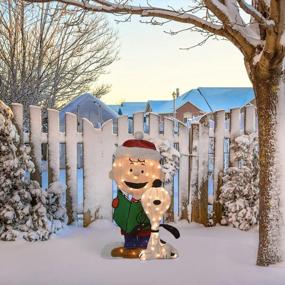 img 2 attached to Pre-Lit 70 Light Peanuts Charlie Brown And Singing Snoopy Christmas Yard Art - ProductWorks 32