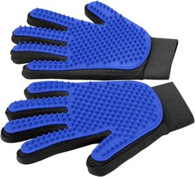 img 4 attached to 🐾 Enhanced Five Finger Pet Grooming Glove - Gentle Deshedding Brush Mitt - Efficient Pet Hair Remover - Perfect for Dogs & Cats with Long & Short Fur - 1 Pair (BLUE) - Upgrade Version