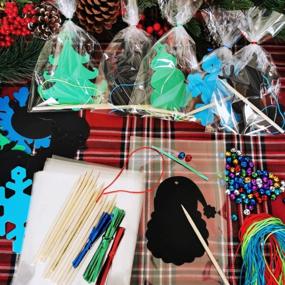 img 2 attached to Ultimate Christmas Craft Pack: 75 Magic Rainbow Scratch Ornaments With Santa, Snowman, Reindeer, And Snowflake Design Cutouts - Includes Scratching Tools For Kids Holiday Art Activities