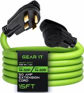 15ft gearit 50-amp extension cord for rv/ev, 250v nema 14-50p to 14-50r 6/3 8/1 stw awg gauge - compatible with tesla model 3/s/x/y logo