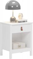 modern bedside table with drawer and open shelf, pu handle nightstand side end table for living room & bedroom logo