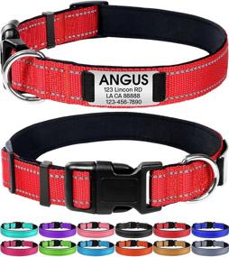 img 4 attached to Personalized Red Nylon Dog Collar With Engraved Name Plate - Perfect For Large Dogs | Joytale