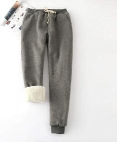 img 3 attached to Winter Fleece Jogger Pants For Women With Sherpa Lining And Warmth, Perfect For Track Or Lounge