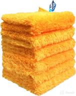 🧽 amerwash plus microfiber towels - ultra soft highly absorbent plush cleaning cloths for cars, homes, gardens, and windows detailing - gold, 14'' x 14'', 6-pack logo