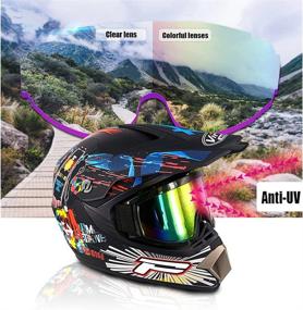 img 1 attached to 🛵 Versatile 4-Piece Motocross Helmet Set for Youth and Adults - Includes Goggles, Gloves, and Mask