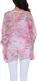 img 1 attached to Women'S Floral Print Chiffon Poncho Tunic Top With Batwing Sleeves - Summer Blouse