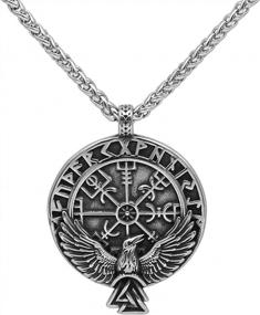 img 4 attached to Men'S Nordic Viking Odin Rune Stainless Steel Pendant Necklace - GuoShuang Jewelry Gift For Men And Women