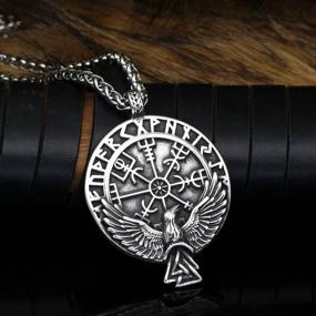 img 3 attached to Men'S Nordic Viking Odin Rune Stainless Steel Pendant Necklace - GuoShuang Jewelry Gift For Men And Women