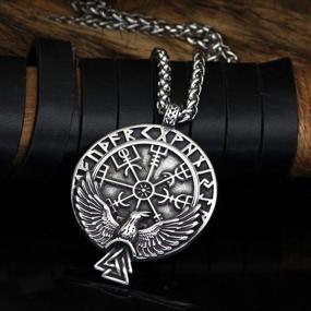img 2 attached to Men'S Nordic Viking Odin Rune Stainless Steel Pendant Necklace - GuoShuang Jewelry Gift For Men And Women