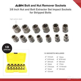 img 3 attached to ABN Bolt and Nut Extractor Sockets - 3/8 Inch Impact Socket Set for Stripped Bolts, 13 Piece