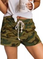 women's summer patterned shorts - comfortable drawstring waist, elastic fit with pockets. logo