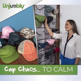 img 2 attached to 🧢 Unjumbly's Baseball Hat Rack: 24 Pocket Over-The-Door Cap Organizer for Displaying, Protecting, and Storing Your Baseball Cap Collection with Clear Deep Pockets and Over Door Hooks