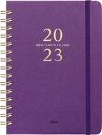 планировщик на 2023 год - еженедельно и ежемесячно | 12 вкладок, январь-декабрь | 6,3 "x 8,4" твердый переплет | плотная бумага, внутренний карман - фиолетовый логотип
