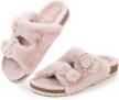 cozy faux rabbit fur cork slide sandals for women - fitory open toe slipper in sizes 6-11 logo