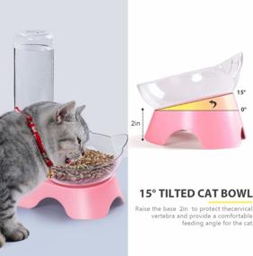 img 3 attached to MILIFUN Double Pet Bowls Set: Elevated Cat Food Bowl With Automatic Waterer Bottle For Small-Medium Dogs & Cats, Pink