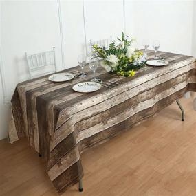 img 3 attached to Rustic Charm Meets Practicality: Efavormart'S Waterproof Charcoal Gray Rustic Wooden Print Tablecloth