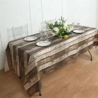 rustic charm meets practicality: efavormart's waterproof charcoal gray rustic wooden print tablecloth logo