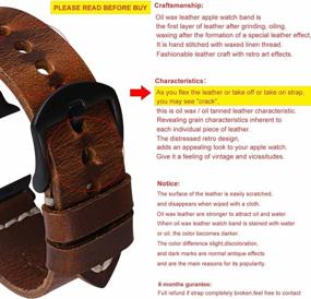 img 3 attached to 42Mm Series 123 Dark Brown Oil Wax Leather Strap Watchband Compatible With Nike+,Sport,Edition Smart Watches