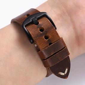 img 1 attached to 42Mm Series 123 Dark Brown Oil Wax Leather Strap Watchband Compatible With Nike+,Sport,Edition Smart Watches