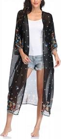 img 4 attached to Floral Kimono Cardigan: The Perfect Beach Cover-Up For Women