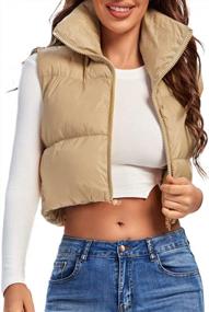 img 4 attached to Fuinloth Women'S Padded Vest With High Stand Collar For Lightweight And Stylish Comfort - Crop Puffer Gilet With Zipper Closure