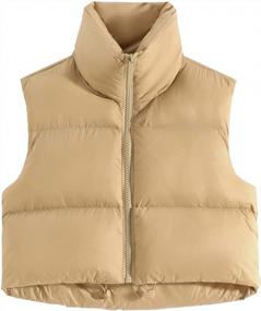 img 3 attached to Fuinloth Women'S Padded Vest With High Stand Collar For Lightweight And Stylish Comfort - Crop Puffer Gilet With Zipper Closure