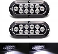 pack of 2 tmh 6 inch oval white led lights for truck trailer with reverse lamp, turn signal, side marker and tail functions - surface mount, ideal for trailers, buses and vehicles, 12v dc logo