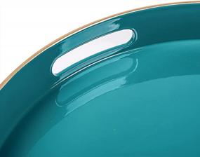 img 1 attached to Teal Round Tray With Handles - Stylish Serving Tray For Coffee Table, Ottoman, Or Bathroom Decor - Durable Plastic Ottoman Tray - MAONAME 13" Design
