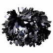 shimmering black cheerleading pom poms with baton handle - 6 inch metallic holographic 1 pair logo