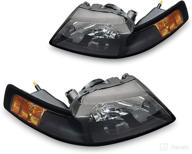 🚗 black housing dwvo headlights assembly for 99-04 ford mustang headlamp логотип