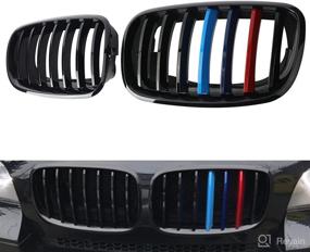 img 4 attached to BILLDIO Front Grill M Color Grille - 2007-2014 X5 E70 X6 E71, Gloss Black ABS Kidney Grille