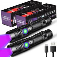 darkbeam uv flashlight 395nm blacklight rechargeable usb, wood's lamp ultraviolet black light handheld led portable with clip, resin curing, anti-counterfeit, detector for pet dog urine, 2 pack logo