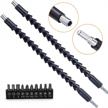 2 pack flexible drill bit extension with 10 drill bit sets, ytfggy 11.8 inch magnetic hex soft shaft, flexible screwdriver extension for connect drive shaft tip drill bit kit adaptor (black) logo